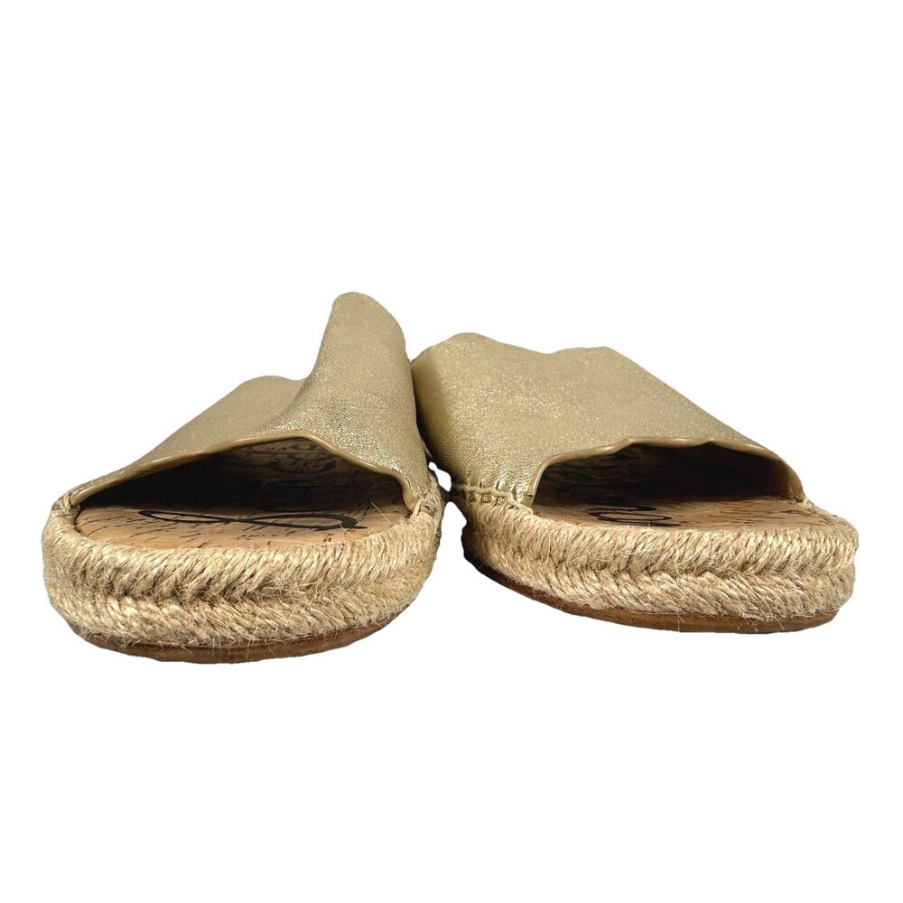Sam Edelman Andy Leather Espadrille Slide Sandals Gold Scallop Women 11 - Picture 5 of 9
